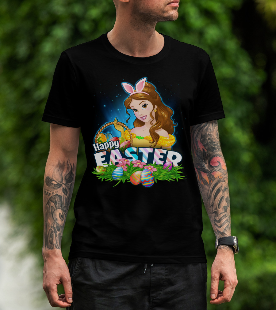 Happy Easter Bella Bunny Ears Basket And Painted Eggs T-Shirt
