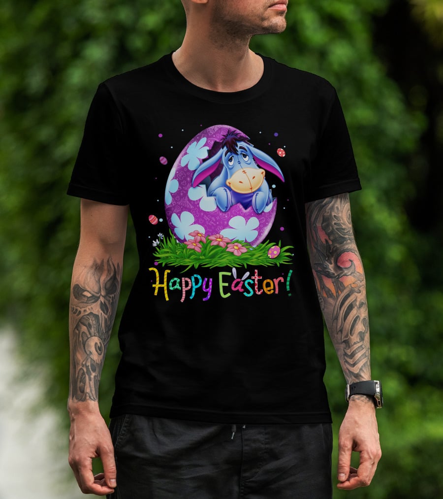 Eeyore Happy Easter Floral Egg And Flowers T-Shirt