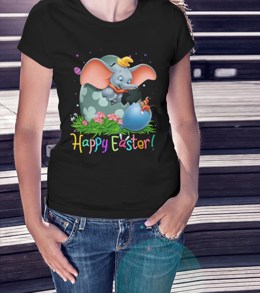 Happy Easter Dumbo Elephant In Easter Egg Scene T-Shirt