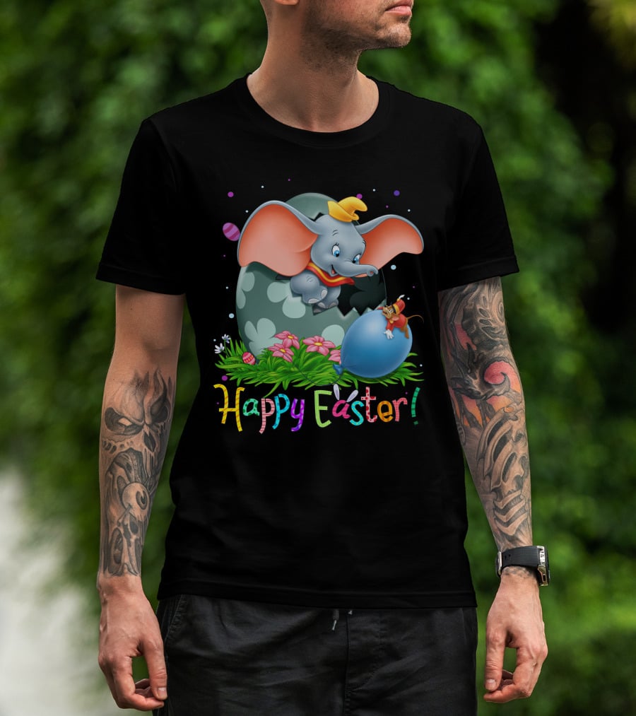 Happy Easter Dumbo Elephant In Easter Egg Scene T-Shirt