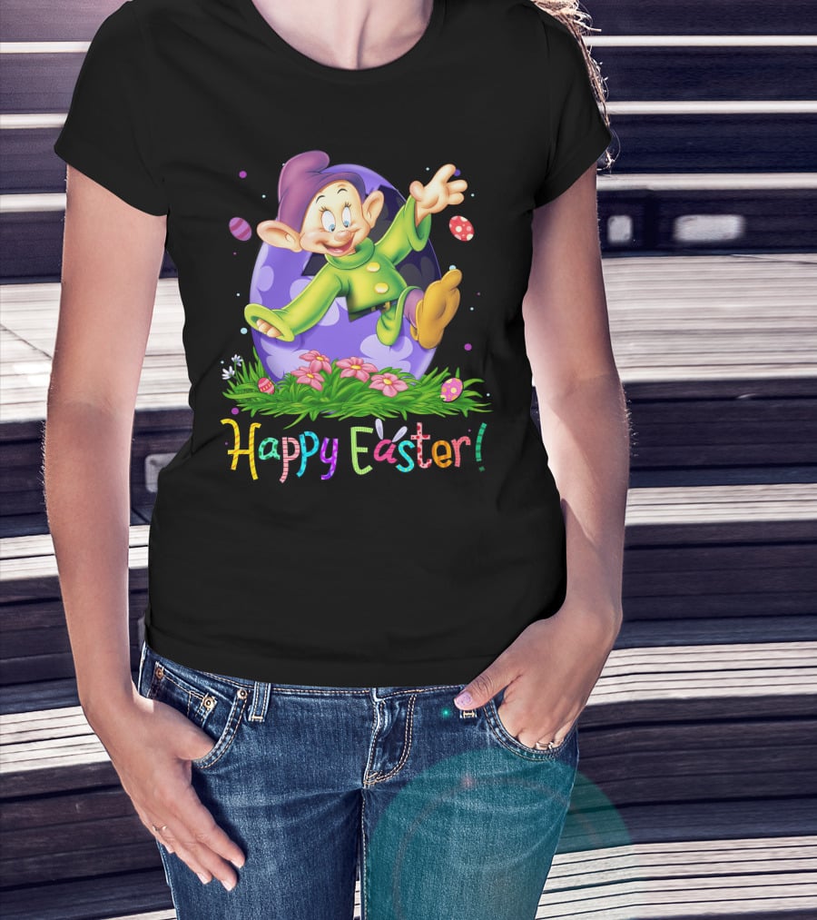 Happy Easter Dopey Disney Seven Dwarfs Purple Egg Celebration T-Shirt