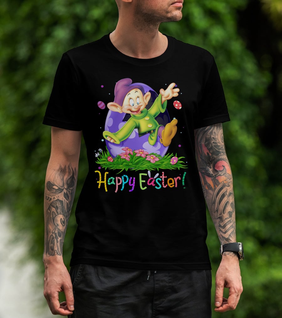 Happy Easter Dopey Disney Seven Dwarfs Purple Egg Celebration T-Shirt