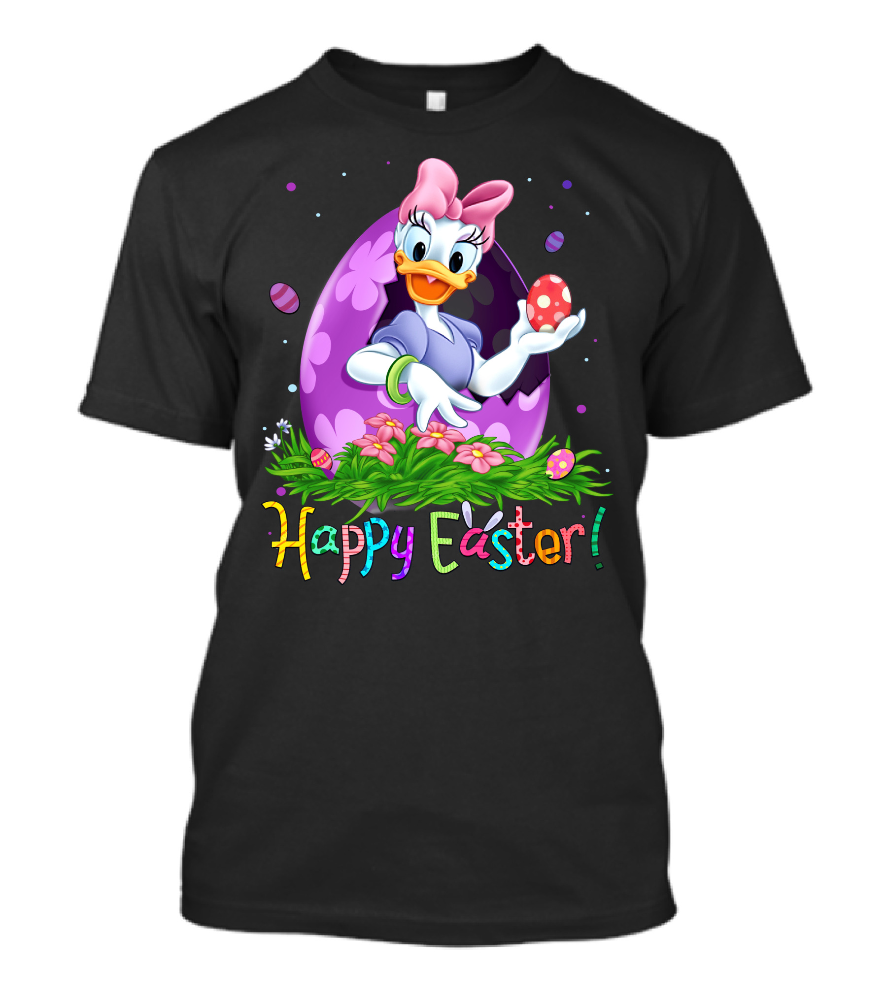 Happy Easter Daisy Duck Egg And Flowers T-Shirt