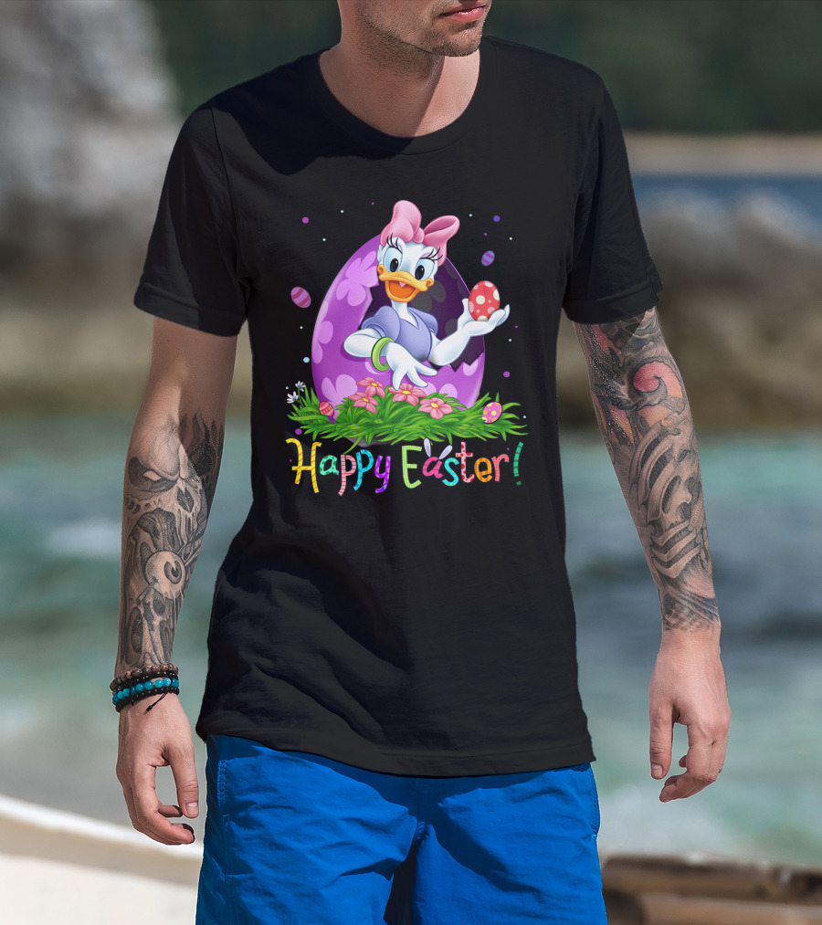Happy Easter Daisy Duck Egg And Flowers T-Shirt