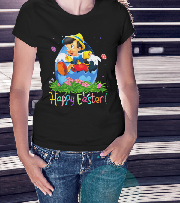 Happy Easter Pinocchio Egg And Flowers T-Shirt