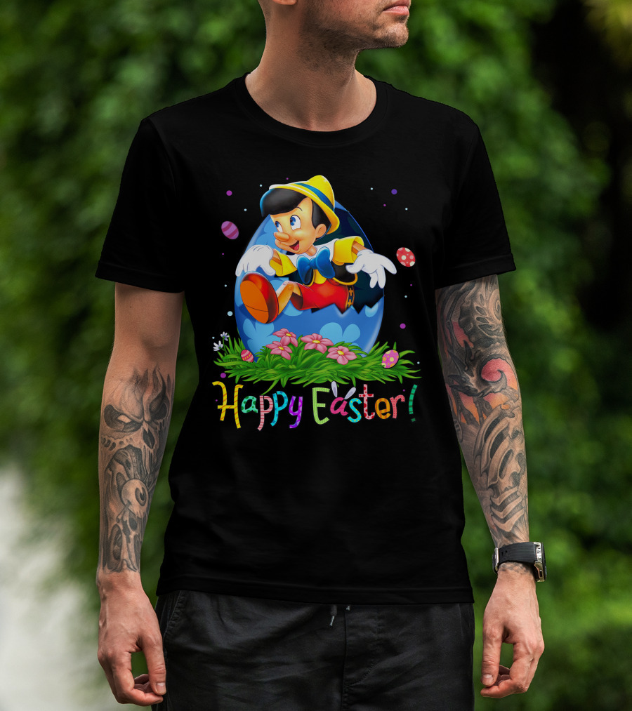Happy Easter Pinocchio Egg And Flowers T-Shirt