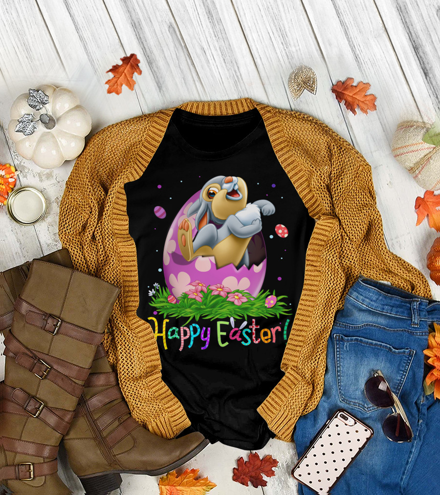 Thumper Happy Easter Bunny Egg Flowers T-Shirt
