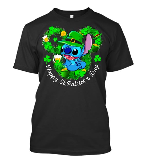 Happy St. Patrick's Day Stitch Clover And Leprechaun Hat T-Shirt