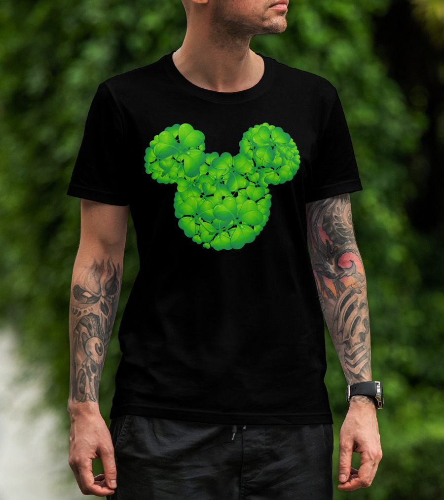 Mickey Shamrocks Green Clover Minnie Ears St. Patrick's Day T-Shirt