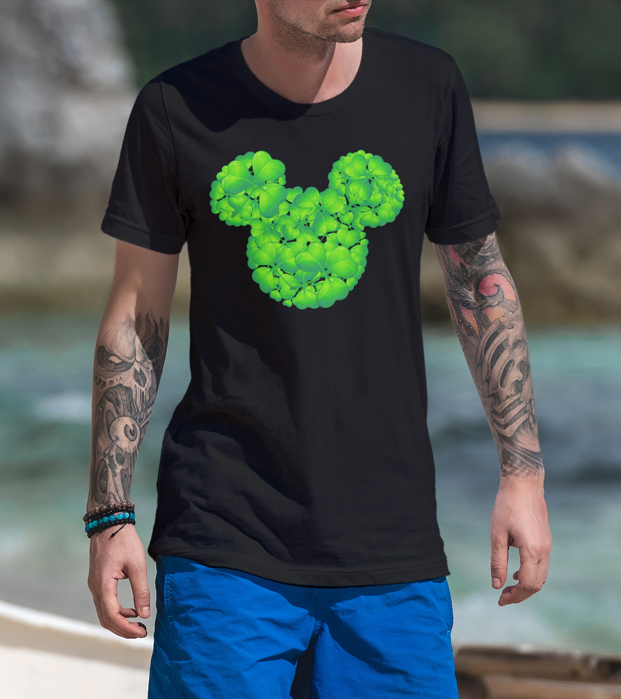 Mickey Shamrocks Green Clover Minnie Ears St. Patrick's Day T-Shirt