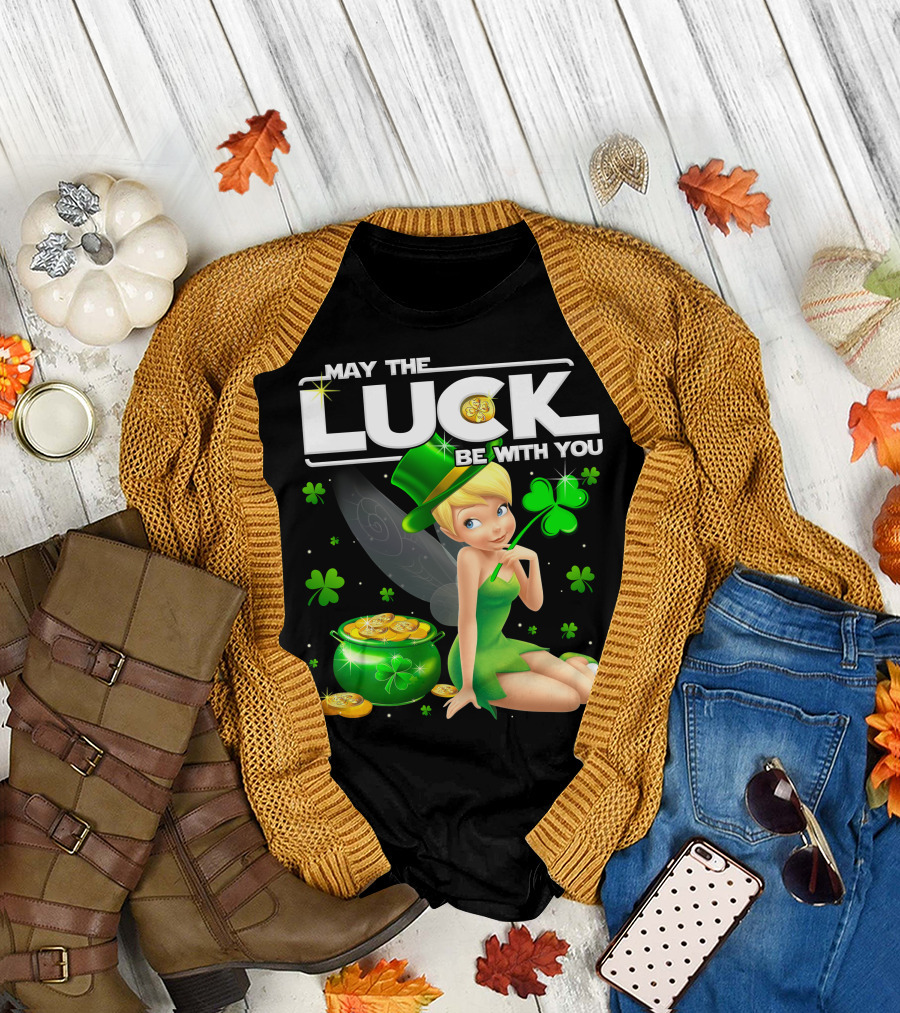 Tinkerbell May The Luck Be With You Shamrock And Pot Of Gold T-Shirt