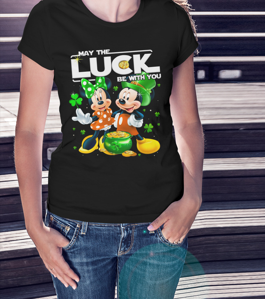 May The Luck Be With You Mickey And Minnie St. Patrick's Theme T-Shirt