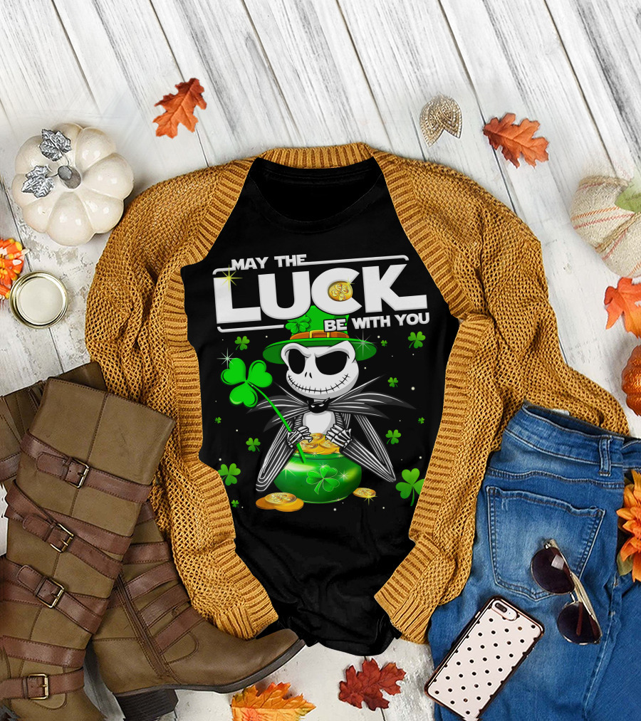 May The Luck Be With You Jack Skellington St. Patrick's Day T-Shirt