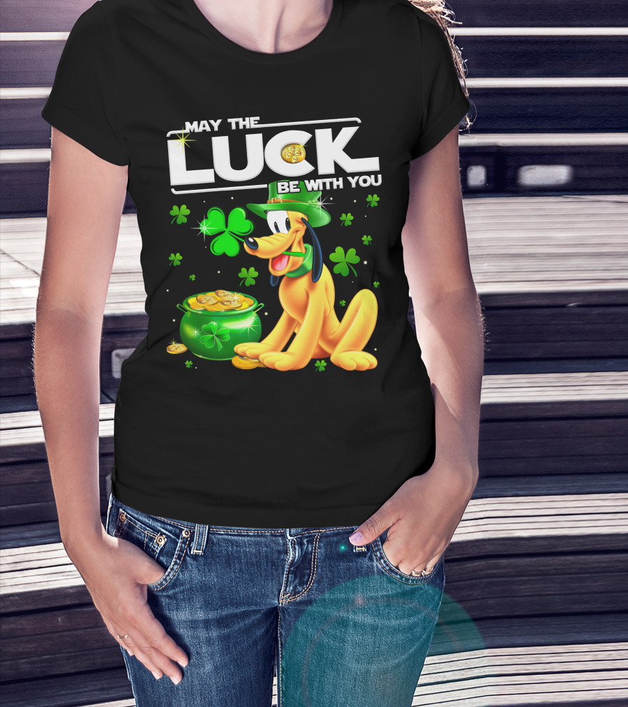 May The Luck Be With You Pluto Shamrock Coins Green Hat T-Shirt
