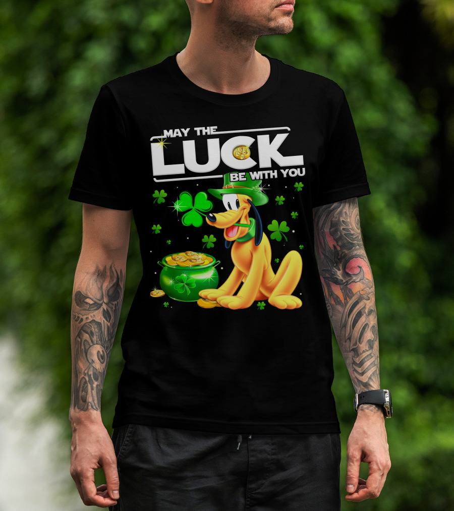 May The Luck Be With You Pluto Shamrock Coins Green Hat T-Shirt
