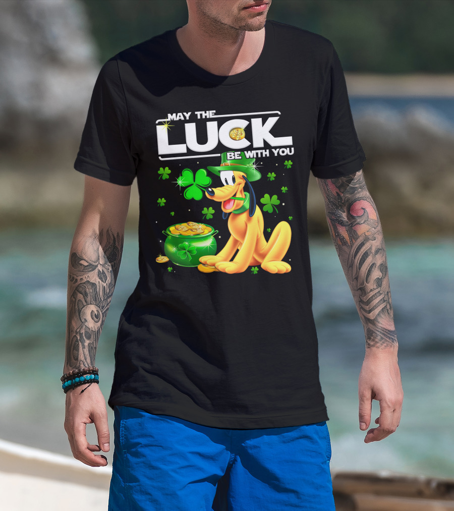 May The Luck Be With You Pluto Shamrock Coins Green Hat T-Shirt