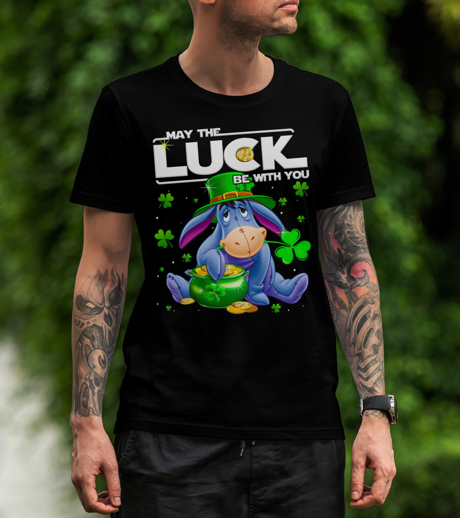 May The Luck Be With You Eeyore Leprechaun Clover Gold Coins T-Shirt