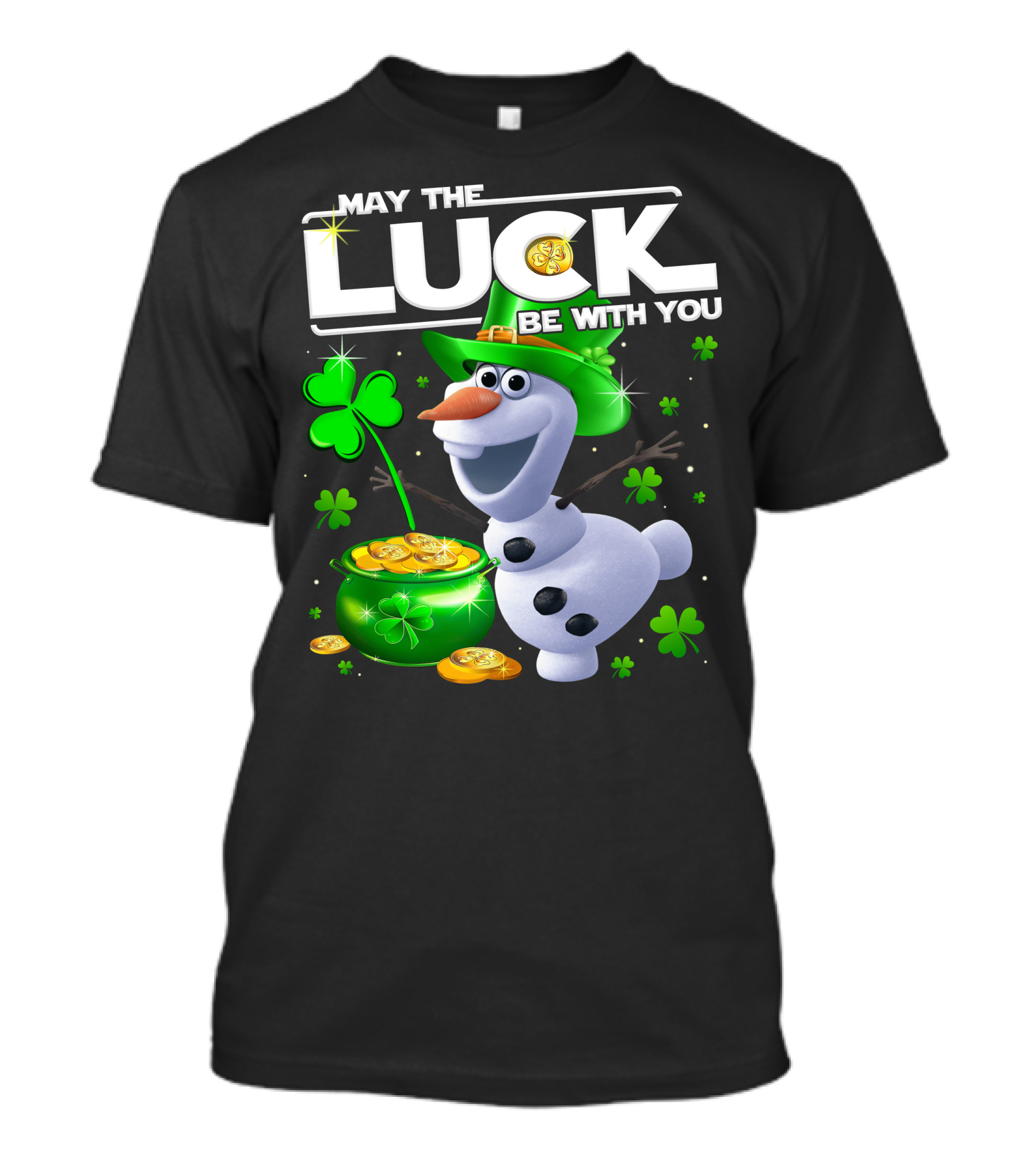 Olaf May The Luck Be With You St. Patrick's Day Clover Coins T-Shirt