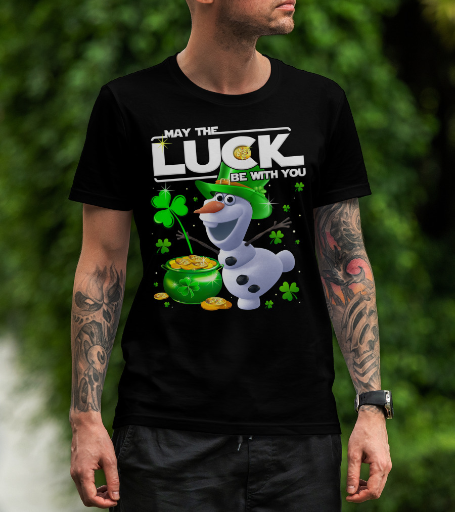 Olaf May The Luck Be With You St. Patrick's Day Clover Coins T-Shirt