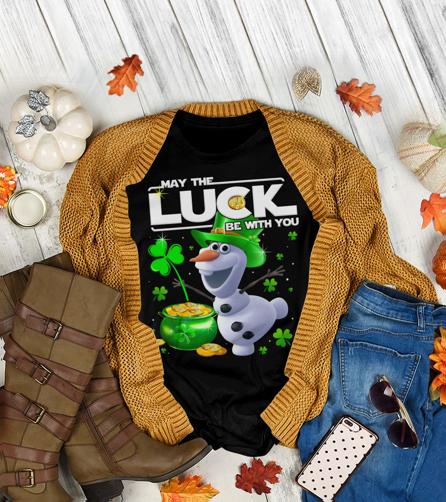 Olaf May The Luck Be With You St. Patrick's Day Clover Coins T-Shirt