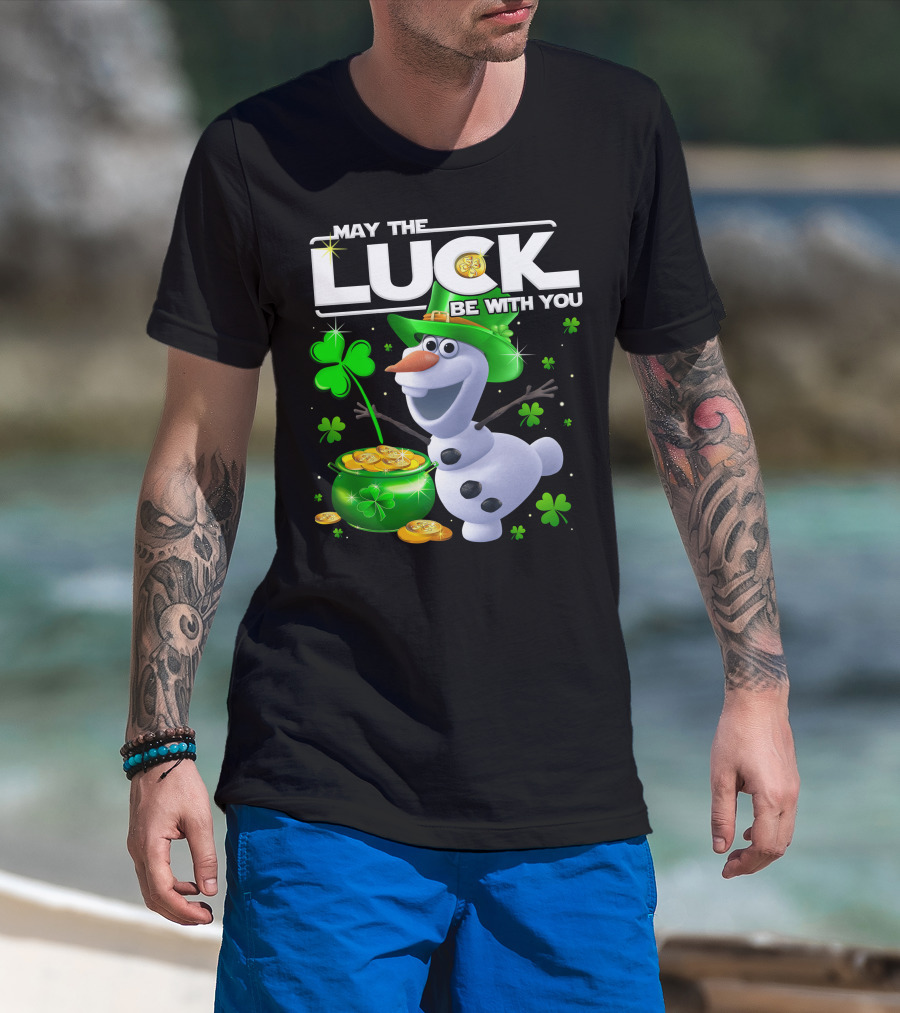 Olaf May The Luck Be With You St. Patrick's Day Clover Coins T-Shirt