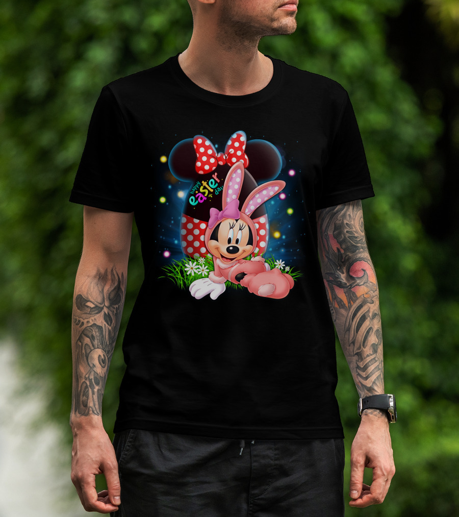 Minnie Mouse Happy Easter Day Polka Dot Bunny Ears T-Shirt