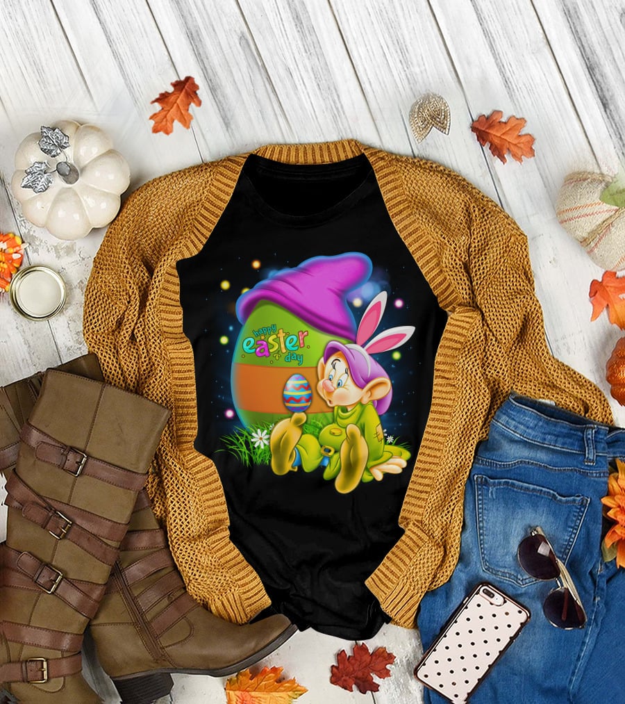 Happy Easter Day Dopey With Colorful Egg And Bunny Ears T-Shirt
