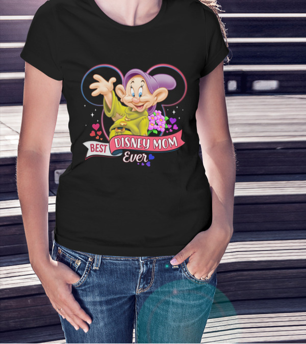 Best Disney Mom Ever Dopey Mickey Icon Hearts Flowers T-Shirt