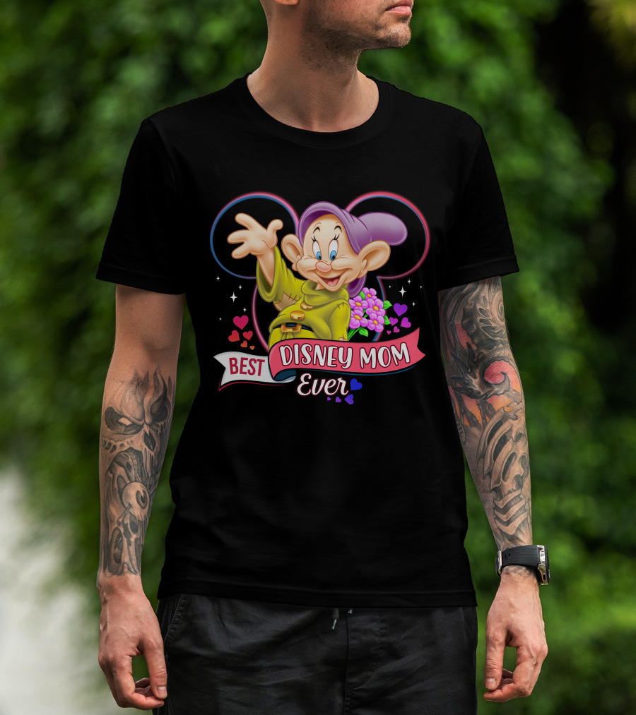 Best Disney Mom Ever Dopey Mickey Icon Hearts Flowers T-Shirt