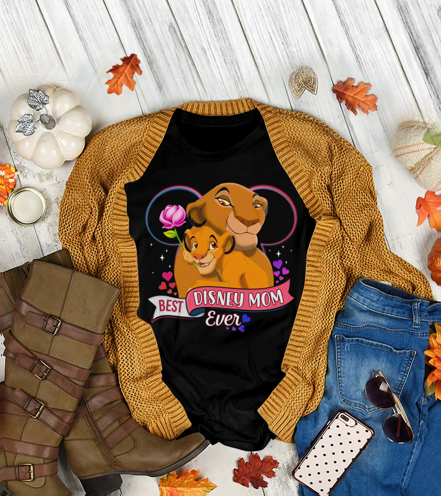 Best Disney Mom Ever Simba And Mom Hearts And Rose T-Shirt