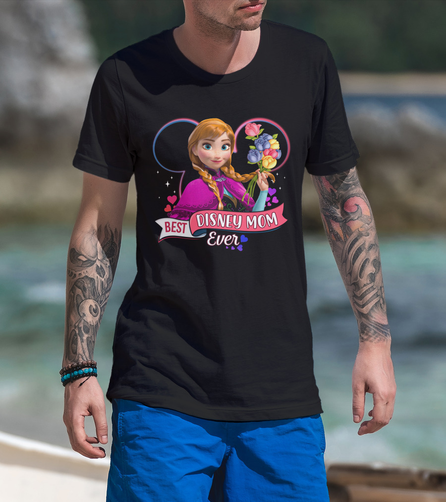 Best Disney Mom Ever Anna With Flowers And Hearts T-Shirt