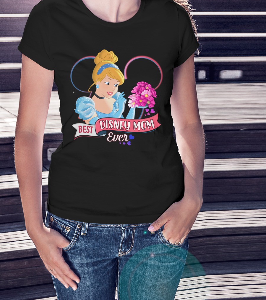 Best Disney Mom Ever Cinderella Flowers Hearts T-Shirt