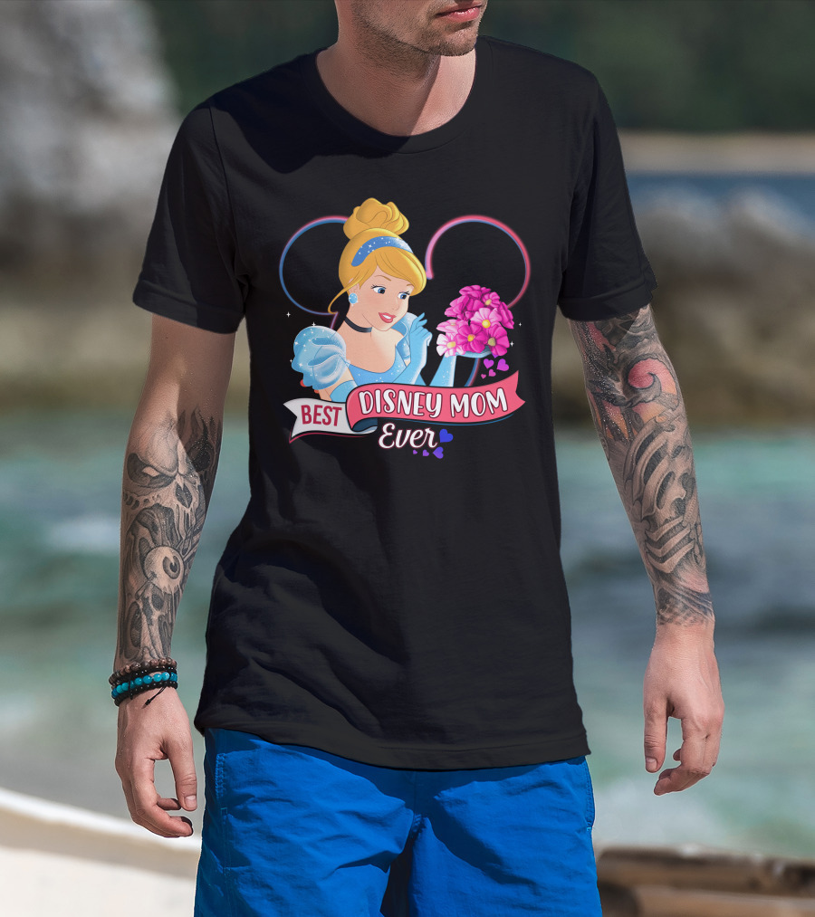 Best Disney Mom Ever Cinderella Flowers Hearts T-Shirt