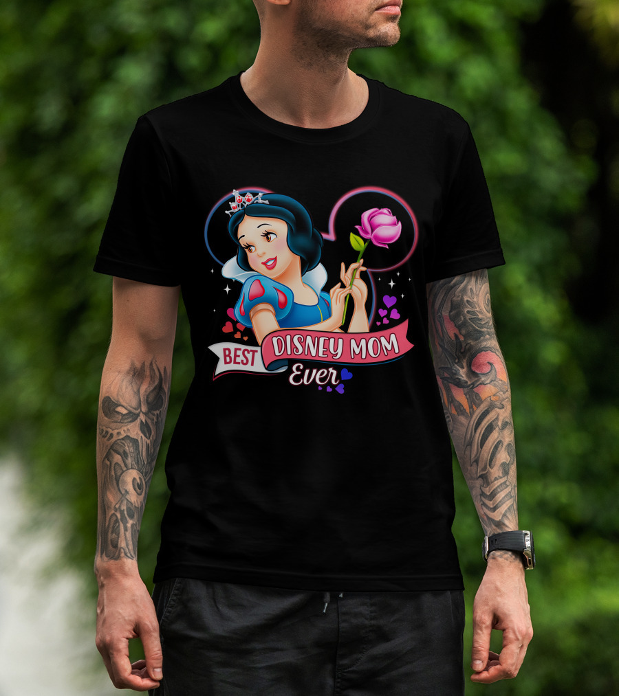 Best Disney Mom Ever Snow White Princess With Rose And Crown T-Shirt