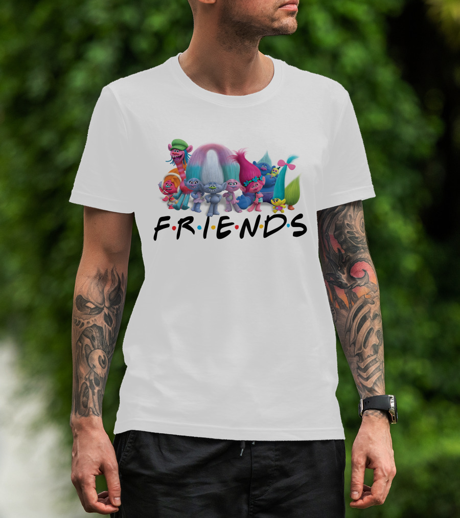 Trolls Cast With Friends Tv Show Font Style T-Shirt