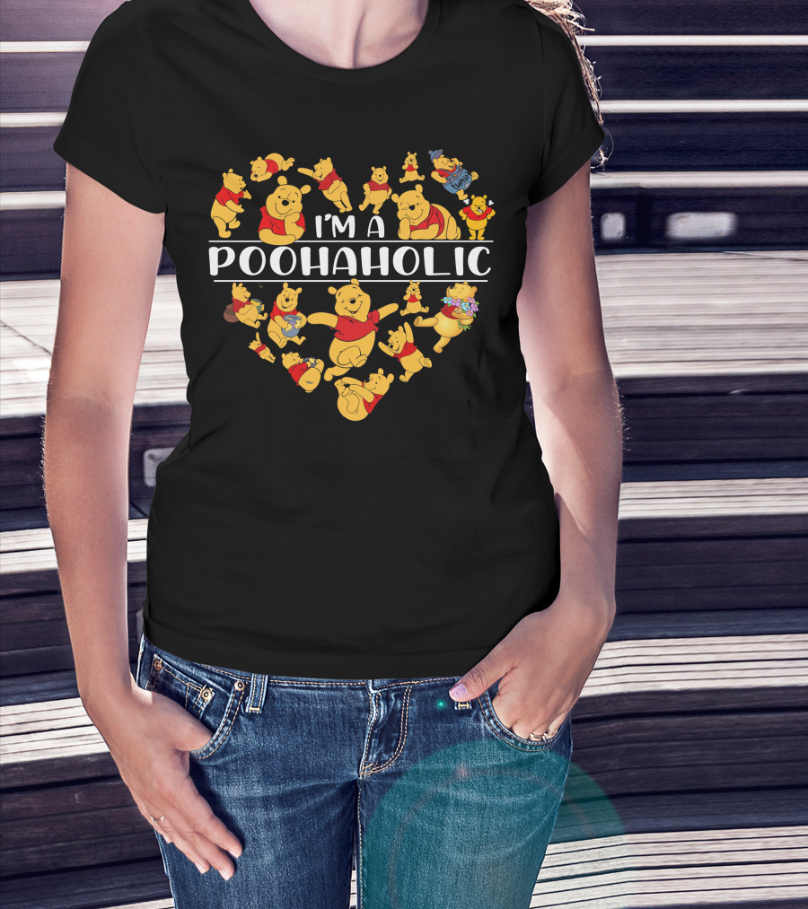 I'm A Poohaholic Heart-Shaped Pooh Bear Enthusiast T-Shirt
