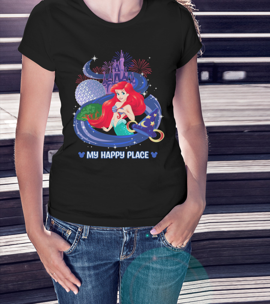 My Happy Place Ariel Epcot Magic Kingdom Fireworks Disney T-Shirt