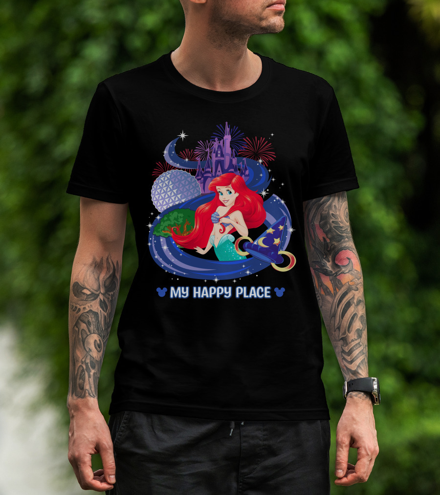 My Happy Place Ariel Epcot Magic Kingdom Fireworks Disney T-Shirt