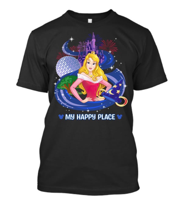 Aurora Disney My Happy Place Castle Fireworks Magic Hat T-Shirt