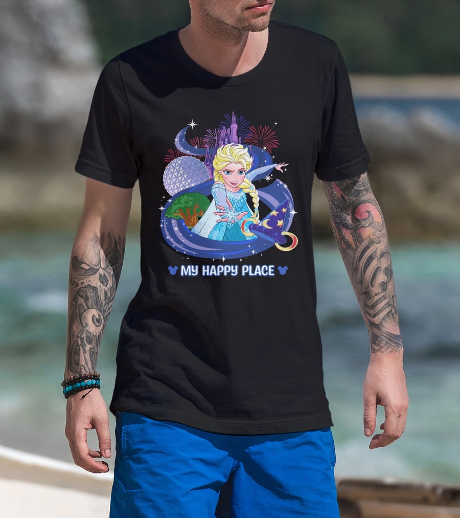 Elsa My Happy Place Fireworks And Magic Castle T-Shirt