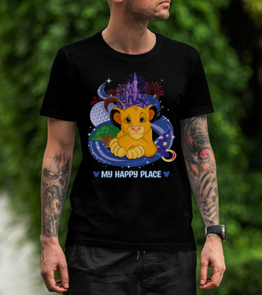 My Happy Place Simba Disney Castle Fireworks Night Magic T-Shirt