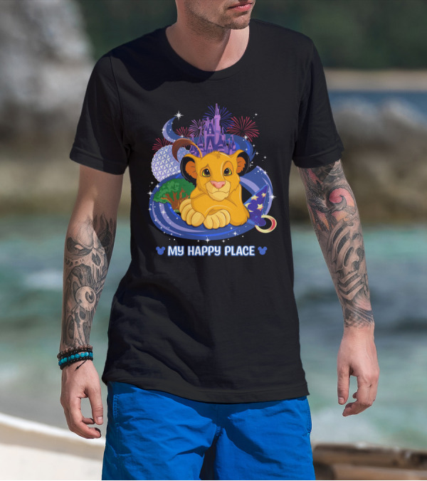 My Happy Place Simba Disney Castle Fireworks Night Magic T-Shirt