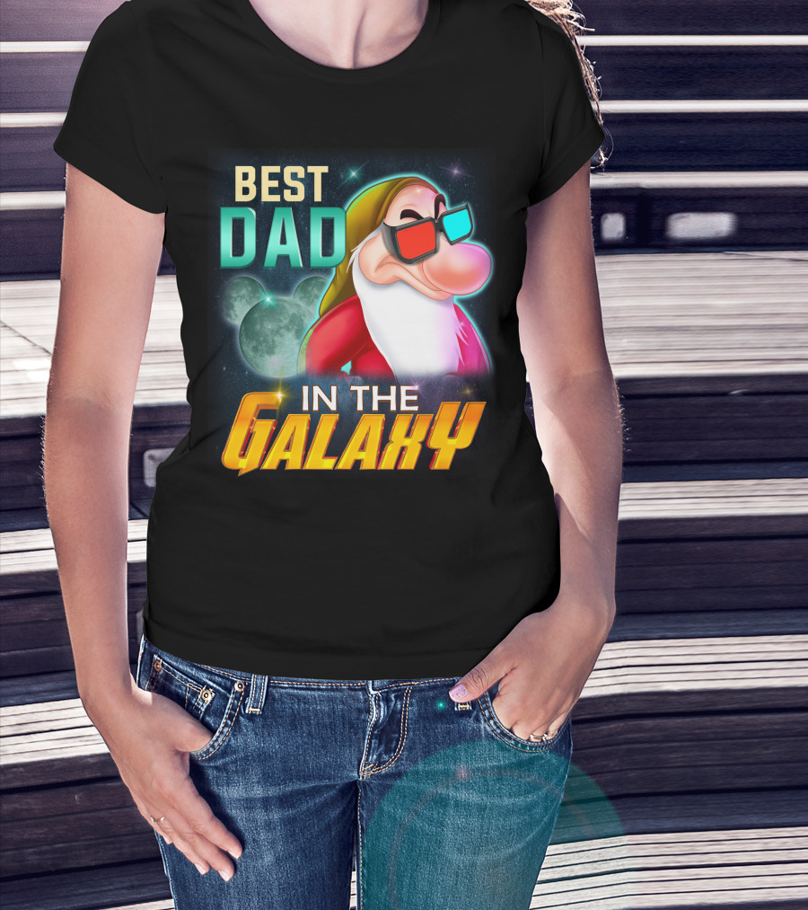 Best Dad In The Galaxy Grumpy 3D Glasses Moon T-Shirt