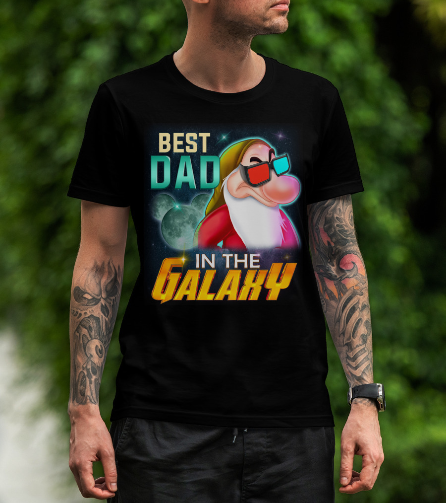 Best Dad In The Galaxy Grumpy 3D Glasses Moon T-Shirt