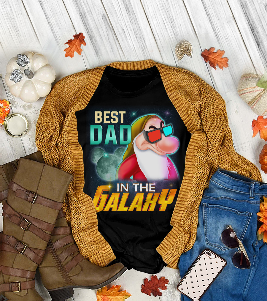 Best Dad In The Galaxy Grumpy 3D Glasses Moon T-Shirt