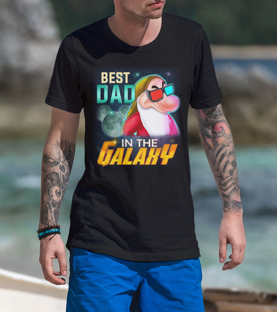 Best Dad In The Galaxy Grumpy 3D Glasses Moon T-Shirt