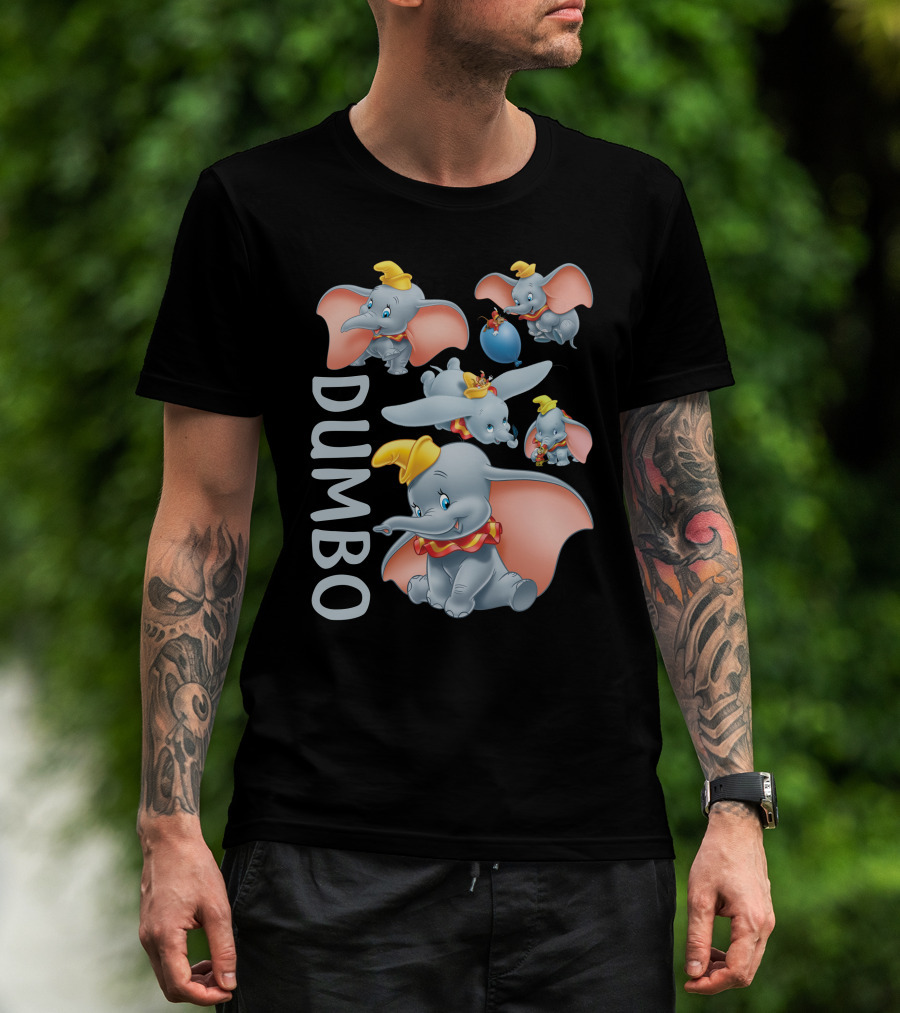 Dumbo Cute Flying Elephant With Yellow Hat And Pink Ears T-Shirt
