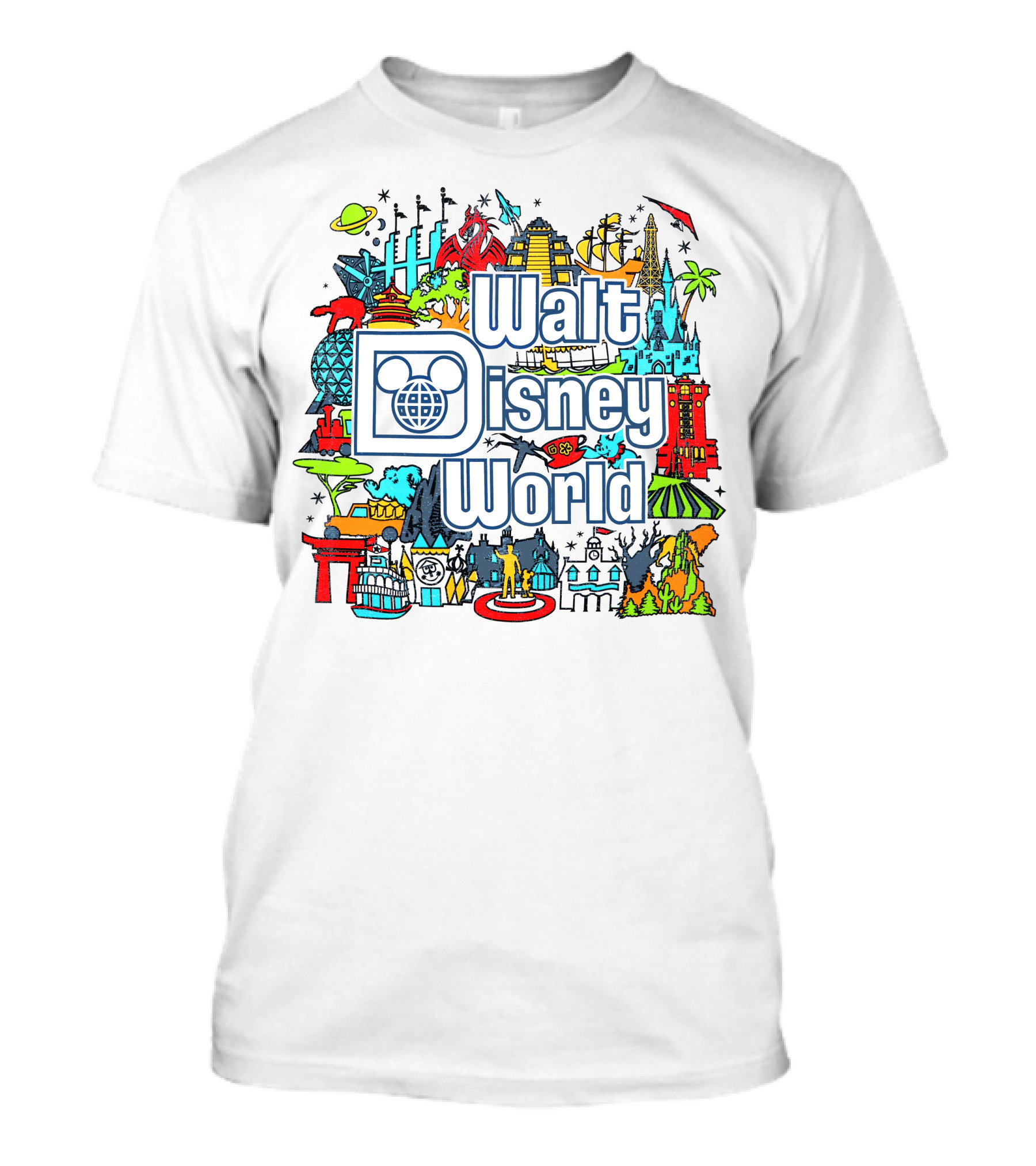 Walt Disney World Landmarks And Attractions Collage T-Shirt