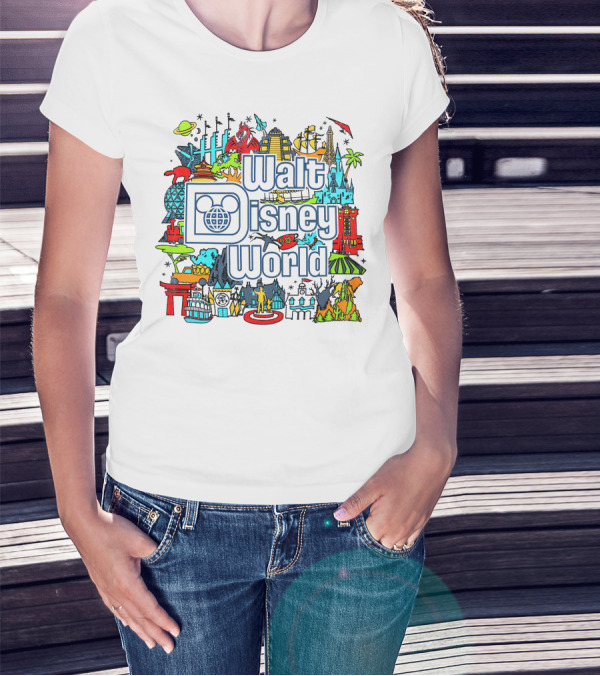 Walt Disney World Landmarks And Attractions Collage T-Shirt