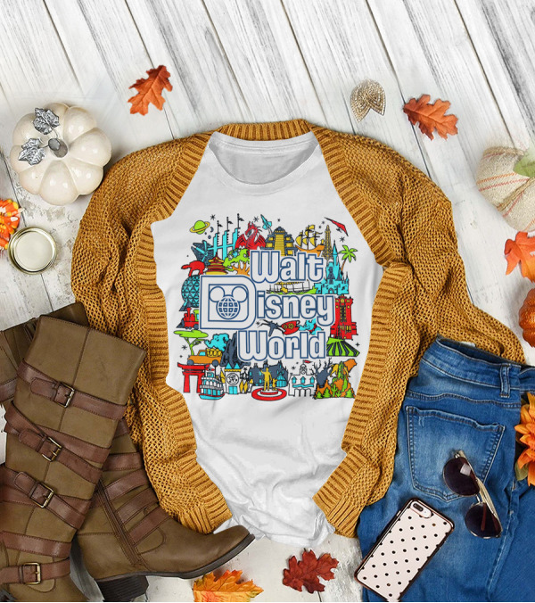 Walt Disney World Landmarks And Attractions Collage T-Shirt